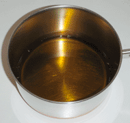 Raw linseed oil in pan
